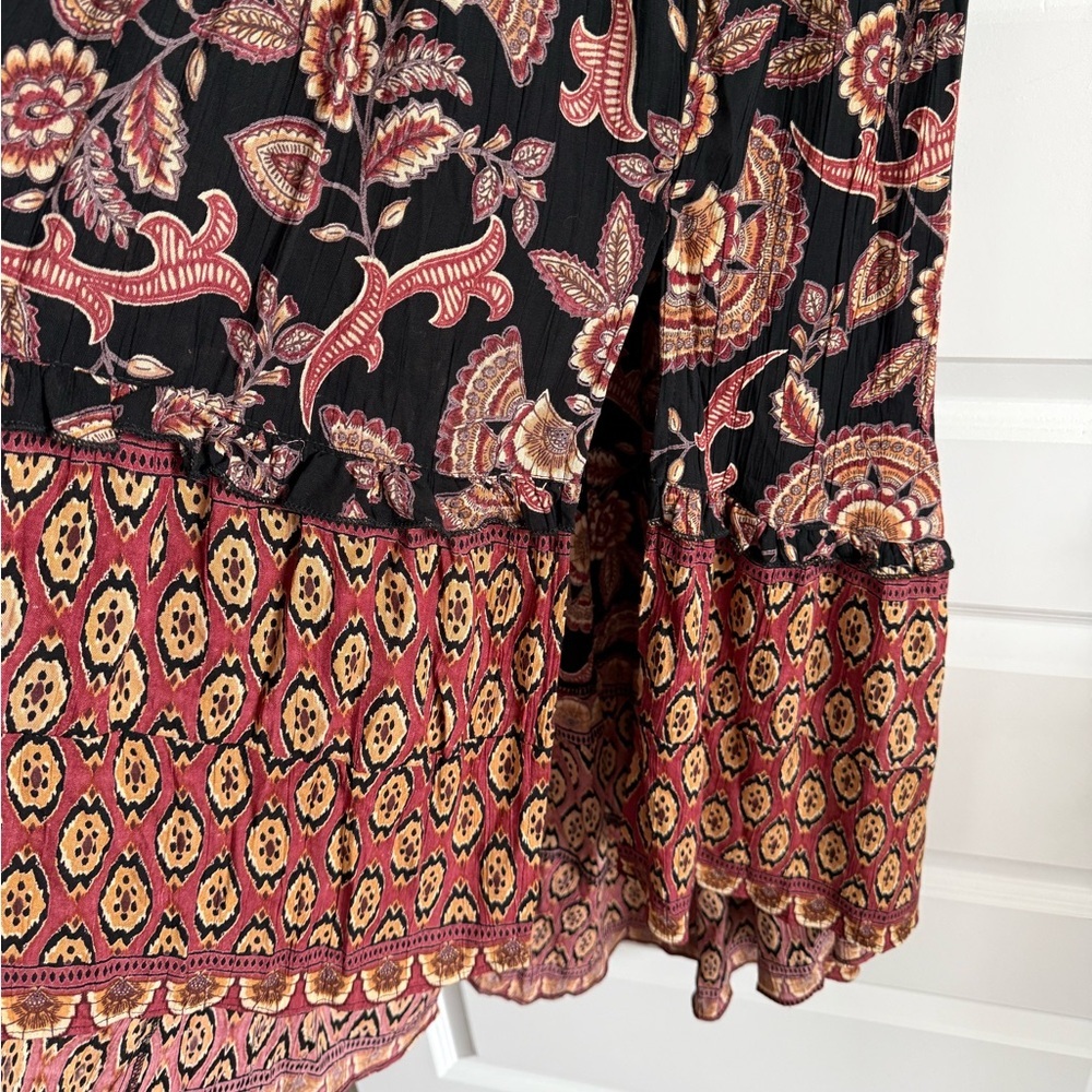 Angie V-neck Twist Front 3/4 Sleeve Boho Maxi Dress With Slit NWT - Picture 9 of 16
